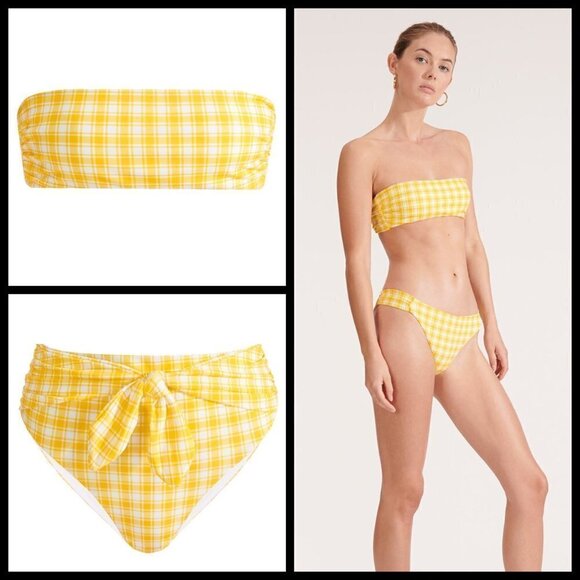 💕VERONICA BEARD💕 Catarina Bandeau Bikini Top (L) + Azoia Tie Waist Bottom (XL) - Picture 4 of 16
